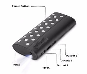 Star13k 13000mAH Lithium Ion Power Bank with Led Torch and 3 USB Port (Black)