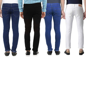 Men's Multicoloured Denim Solid Slim Fit Jeans (Pack of 4)