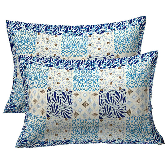 Beautiful Multicoloured Cotton Queen Size Abstract 1 Bedsheet + 2 Pillowcovers