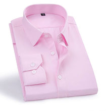 Load image into Gallery viewer, Men&#39;s Pink Cotton Blend Solid Long Sleeves Regular Fit Formal Shirt