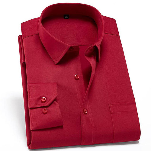 Men's Maroon Cotton Blend Solid Long Sleeves Regular Fit Formal Shirt