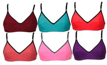 Load image into Gallery viewer, Multicoloured Cotton Spandex Basic Bras Pack Of 6