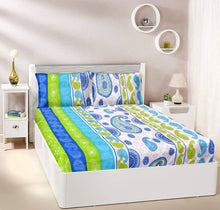 Load image into Gallery viewer, Royal Multicoloured Polycotton 1 Double Bedsheet &amp; 2 Pillow Cover