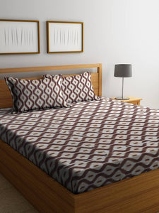 Elite Cotton Abstract Double Bedsheet With 2 Pillow Cover Set