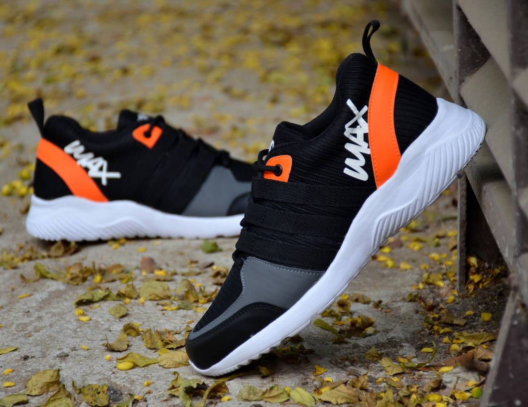 Men's Mesh Black Orange Trendy Sports Sneaker