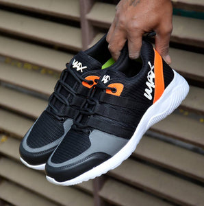 Men's Mesh Black Orange Trendy Sports Sneaker