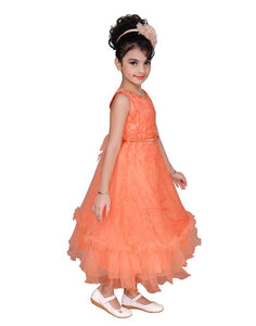 Peach Embroidered Frocks For Girl's