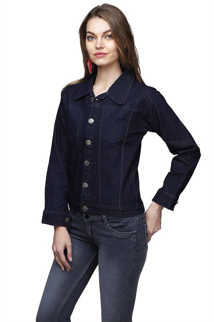 Women's Solid Blue Denim Jacket