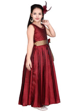 Load image into Gallery viewer, Girls Solid Maroon Silk Blend Frocks