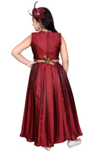 Load image into Gallery viewer, Girls Solid Maroon Silk Blend Frocks