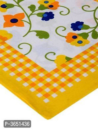 Designer Yellow Cotton Abstract Double Bedsheet with 2 Pillow Covers