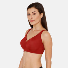 Load image into Gallery viewer, Zivame Red Full Coverage Solid Seamless Non Padded Bras