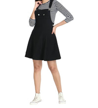 Load image into Gallery viewer, Black Cotton Spandex Dungaree
