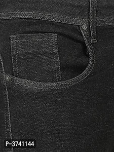 Men's Black Solid Denim Mid-Rise Jeans
