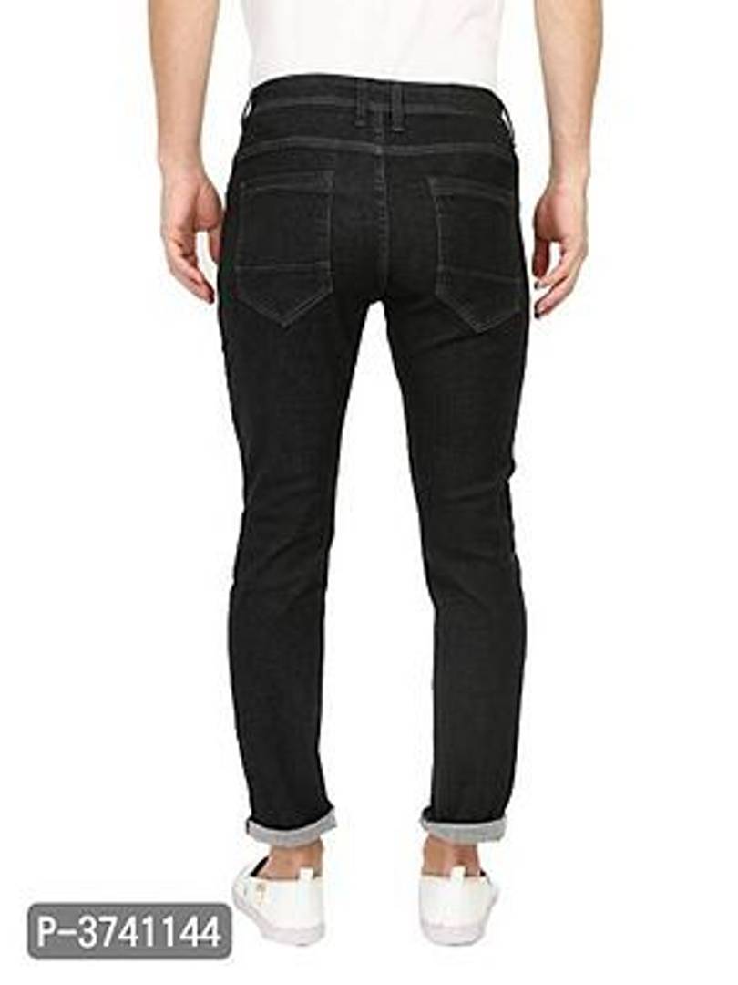 Men's Black Solid Denim Mid-Rise Jeans
