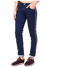 Load image into Gallery viewer, Men&#39;s Blue Cotton Solid Slim Fit Mid-Rise Jeans