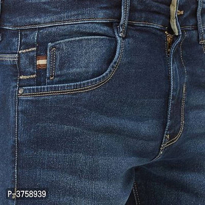 Men's Blue Denim Slim Fit  Mid-Rise Jeans