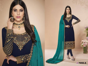 Georgette Embroidered Dress Material with Dupatta