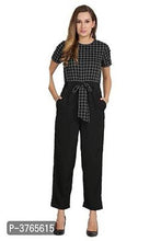 Load image into Gallery viewer, Versatile Black Checked American Crepe Women Jumpsuit