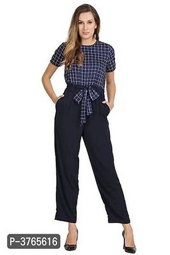 Alluring Checked American Crepe Jumpsuit