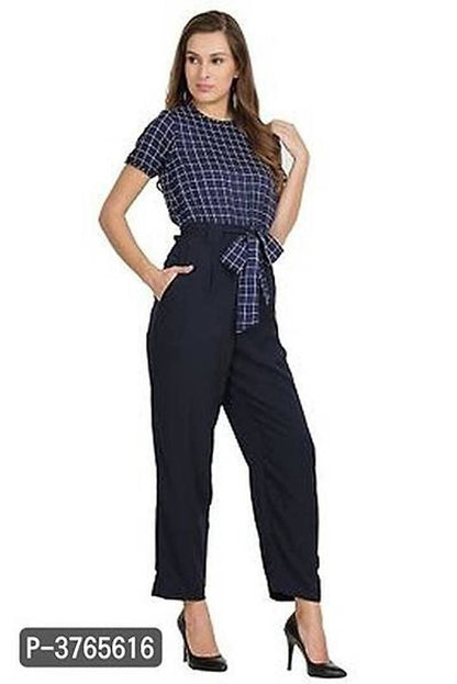 Alluring Checked American Crepe Jumpsuit