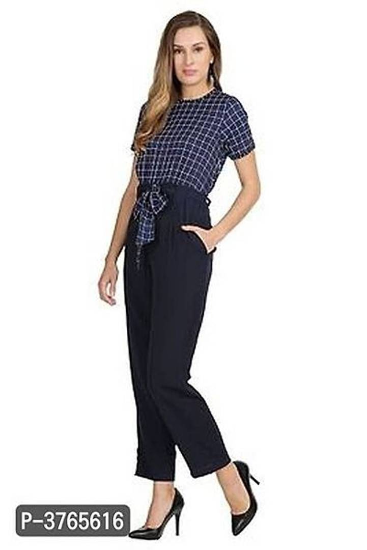Alluring Checked American Crepe Jumpsuit