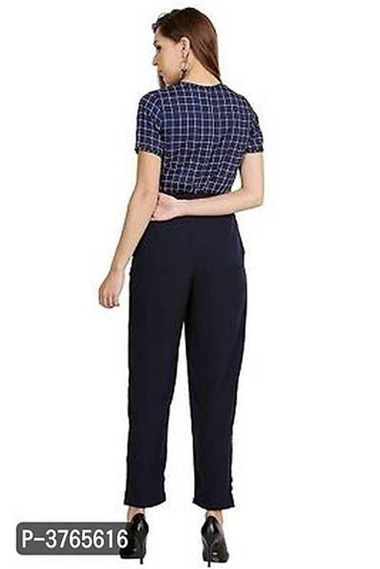 Alluring Checked American Crepe Jumpsuit