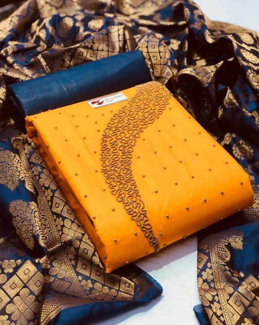 New Trendy Chanderi Cotton Dress Material with Dupatta