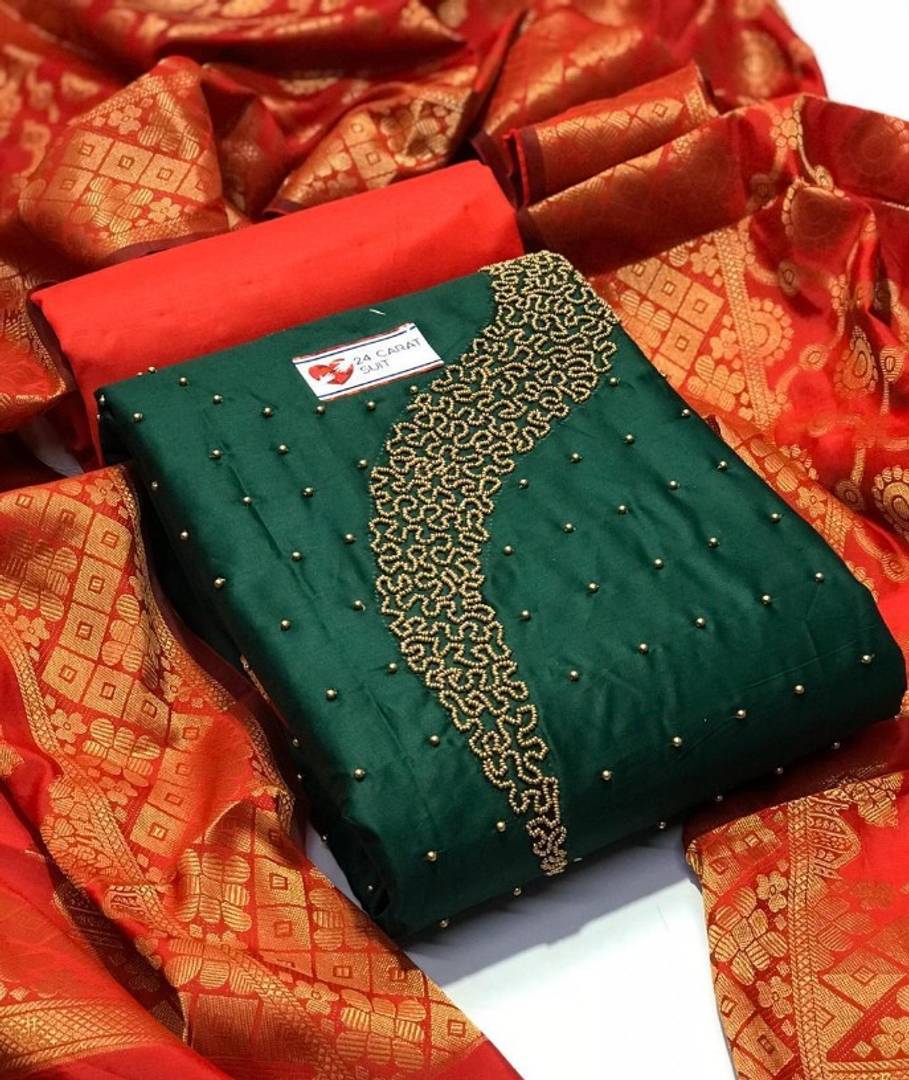 New Trendy Chanderi Cotton Dress Material with Dupatta