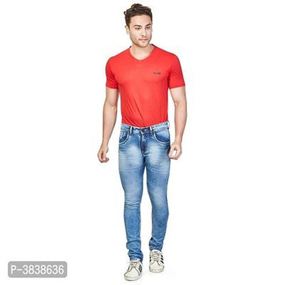 Men Blue Slim Fit Mid-Rise Clean Look Stretchable Jeans