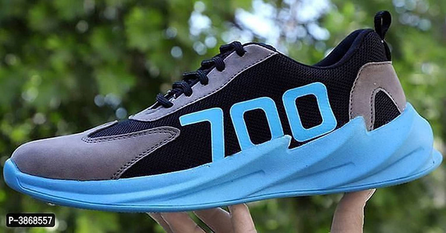 Men's Blue Mesh Self Design Sports Shoes