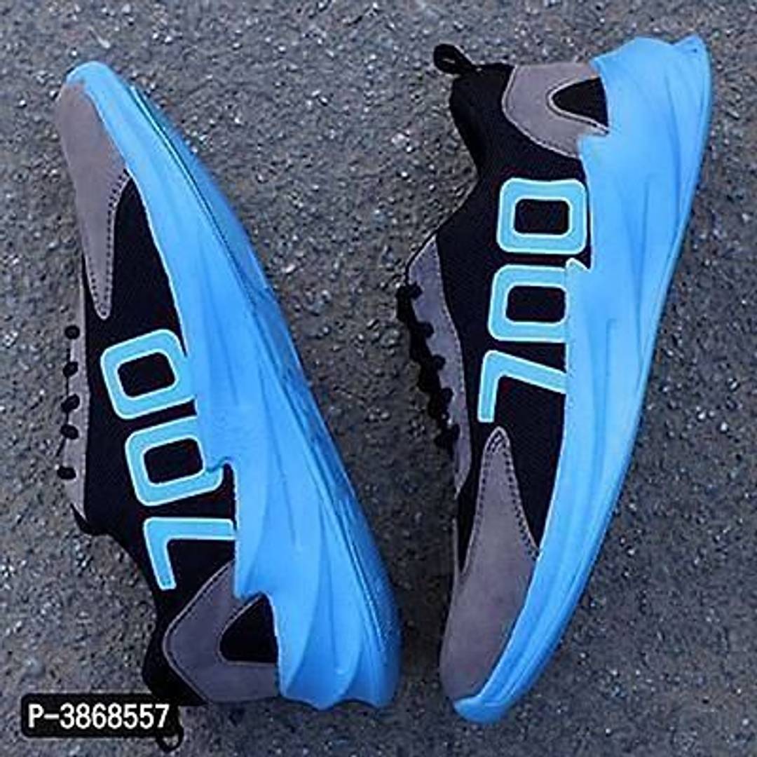 Men's Blue Mesh Self Design Sports Shoes