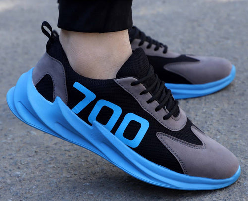 Men's Blue Mesh Self Design Sports Shoes