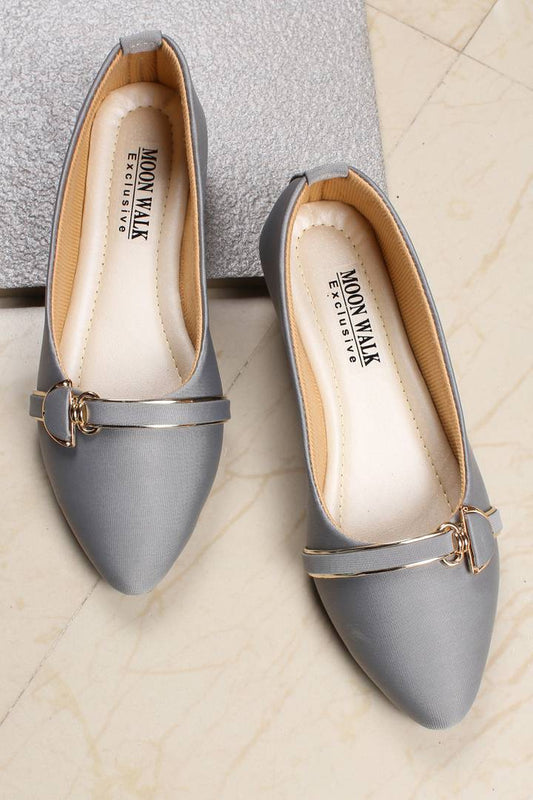Women's Grey Synthetic Party Wear Bellies