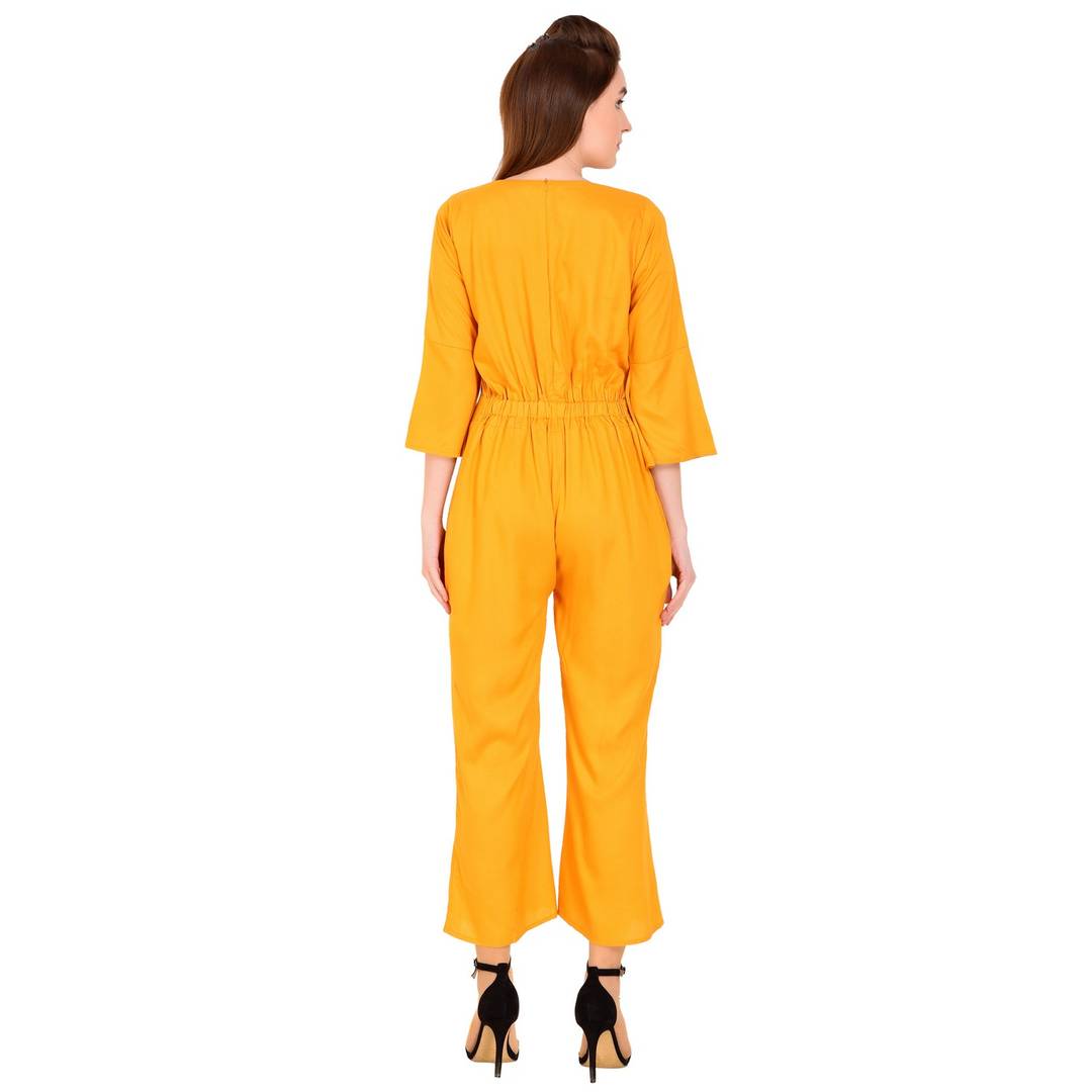 Solid Bellsleeve Jumpsuit For Women