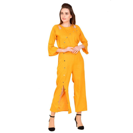 Solid Bellsleeve Jumpsuit For Women
