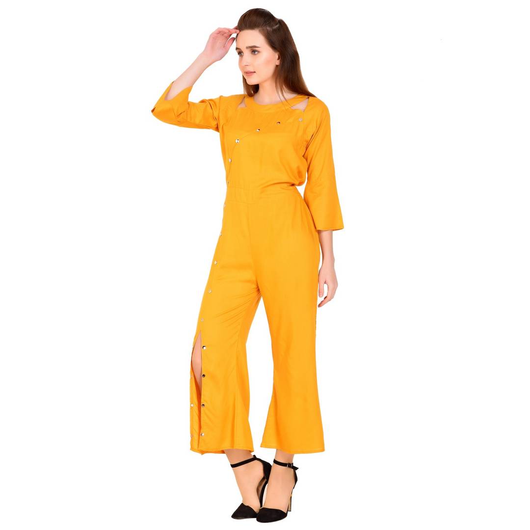 Solid Bellsleeve Jumpsuit For Women