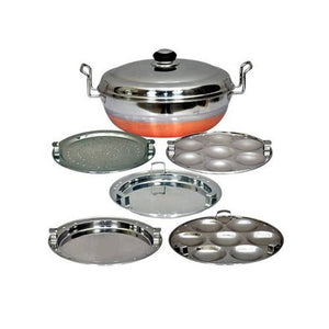 Stainless Steel 5 In 1 Copper Bottom Multipurpose Kadai With Steel Lid