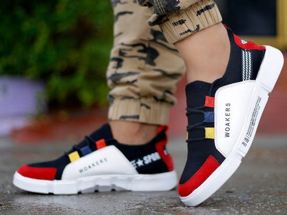 Men Multicoloured Self Design Mesh Sports Shoes