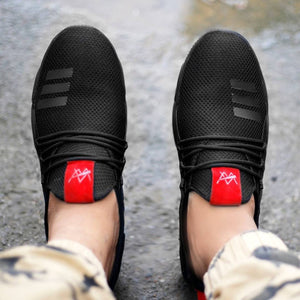 Men Black Solid Mesh Outdoor & Hiking Sneaker Shoes