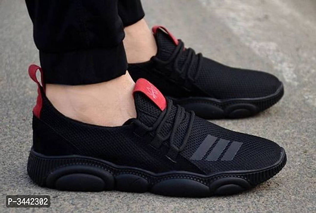 Men Black Solid Mesh Outdoor & Hiking Sneaker Shoes