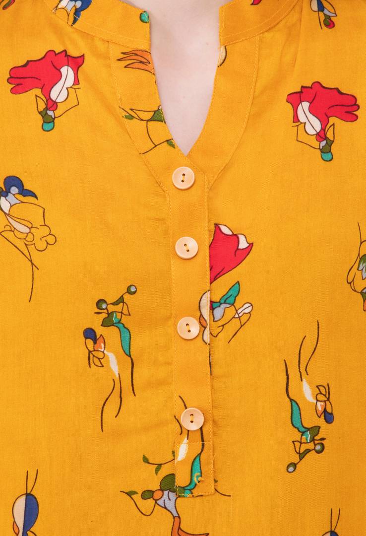 Stylish Floral Print Rayon A-Line Kurta