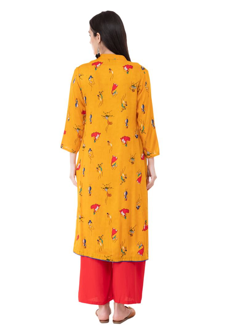 Stylish Floral Print Rayon A-Line Kurta