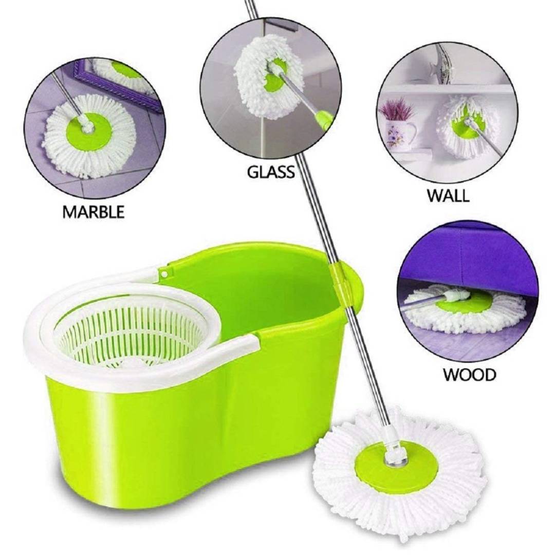 360 Degree Spin Bucket Mop with 1 Refills for All Type of Floors