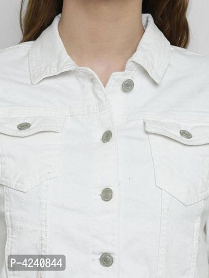 Trendy White Denim Jacket For Women