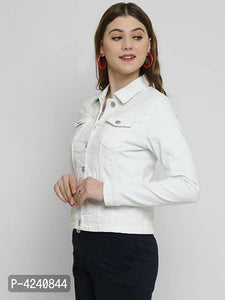 Trendy White Denim Jacket For Women
