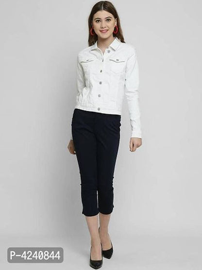 Trendy White Denim Jacket For Women
