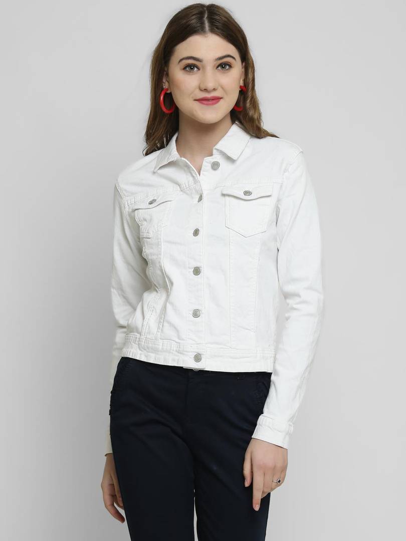 Trendy White Denim Jacket For Women