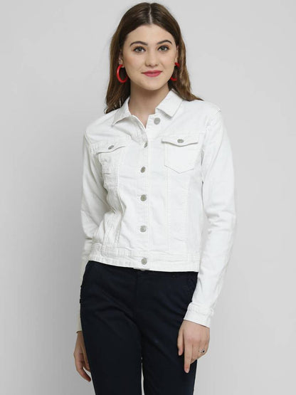 Trendy White Denim Jacket For Women