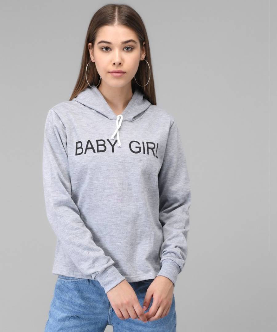Grey Baby Girl Print Sweat Shirt